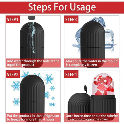 Wukusy 1224b Face Ice Roller in black, a facial massager for reducing swelling and under-eye puffiness, with a sleek design.