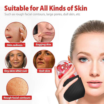 Wukusy 1224b Face Ice Roller for reducing swelling and puffiness, black, handheld face massager and ice treatment tool.