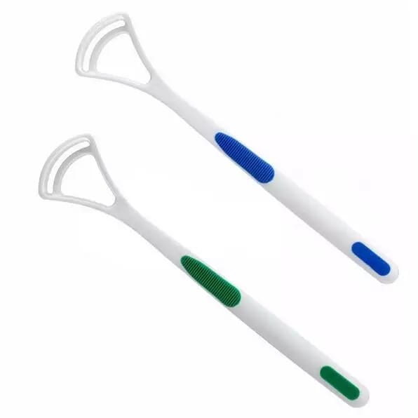 Wukusy health and beauty tongue cleaner brush with silica handle, featuring a hand scraper design for oral hygiene.