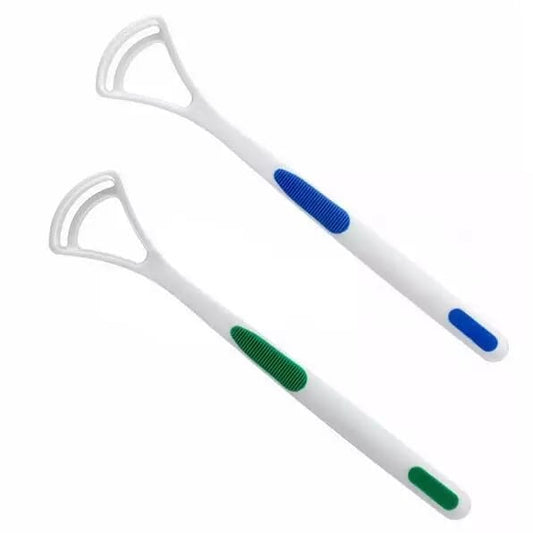 Wukusy health and beauty tongue cleaner brush with silica handle, featuring a hand scraper design for oral hygiene.