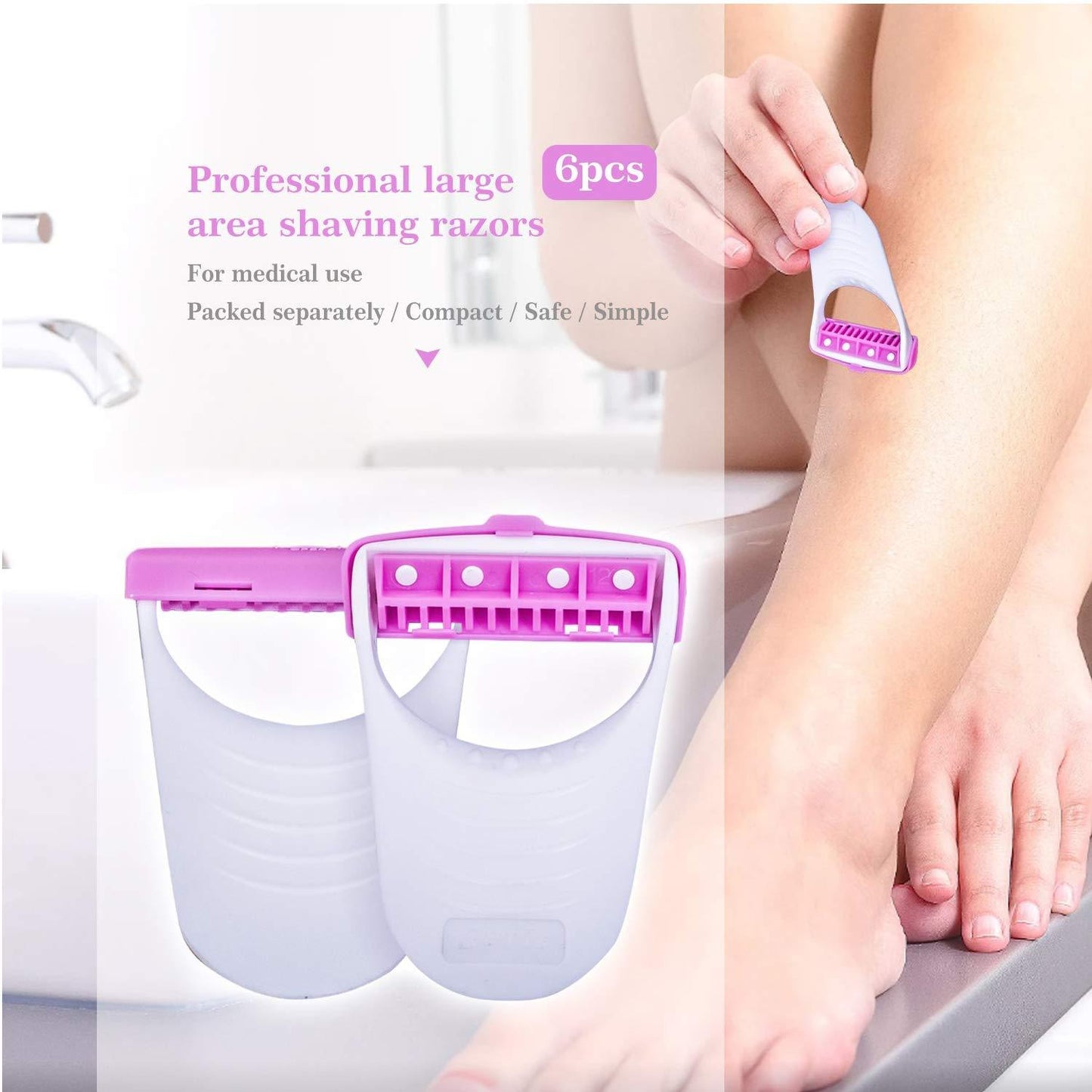 Wukusy disposable body skin hair removal razors for women, pack of 6, with sleek handles and protective covers for smooth shaving.