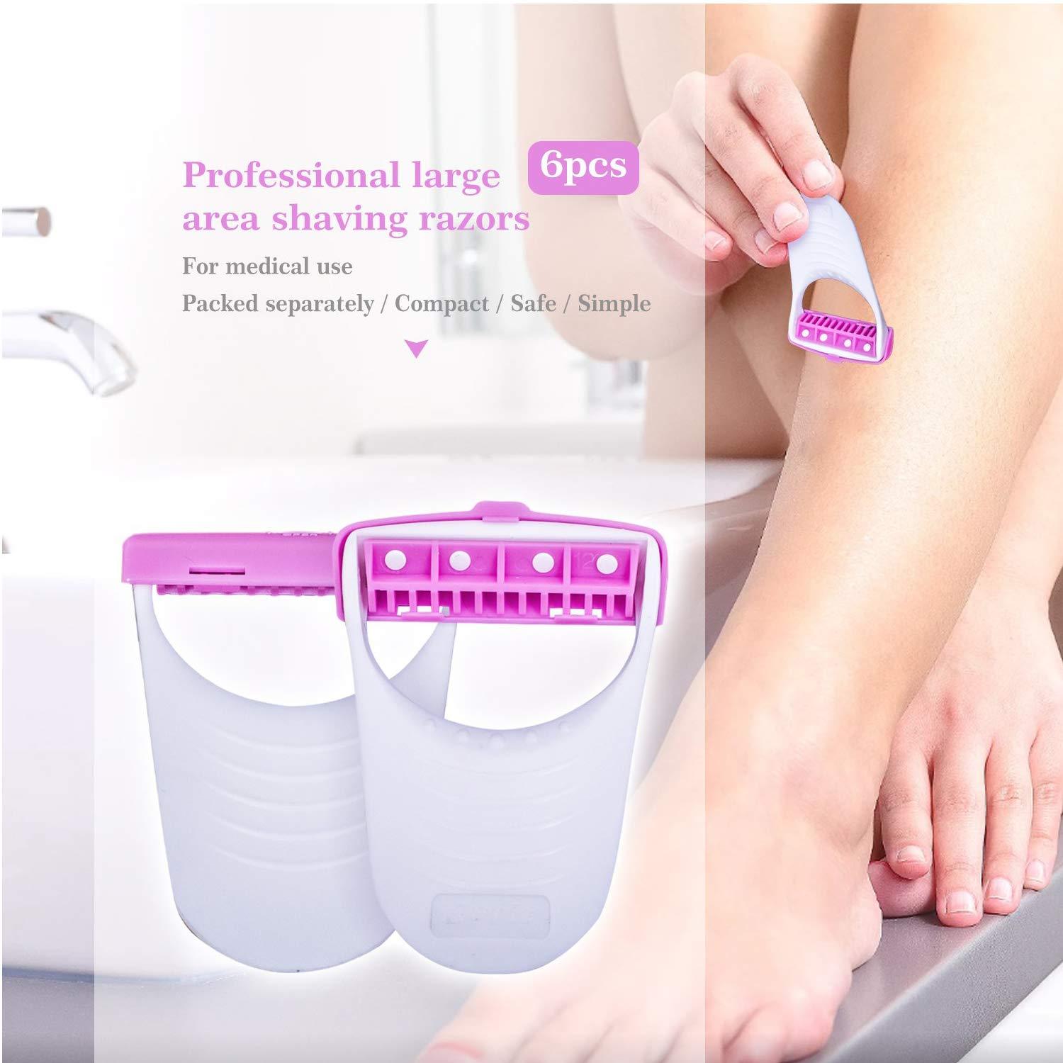 Wukusy disposable body skin hair removal razors for women, pack of 6, with sleek handles and protective covers for smooth shaving.