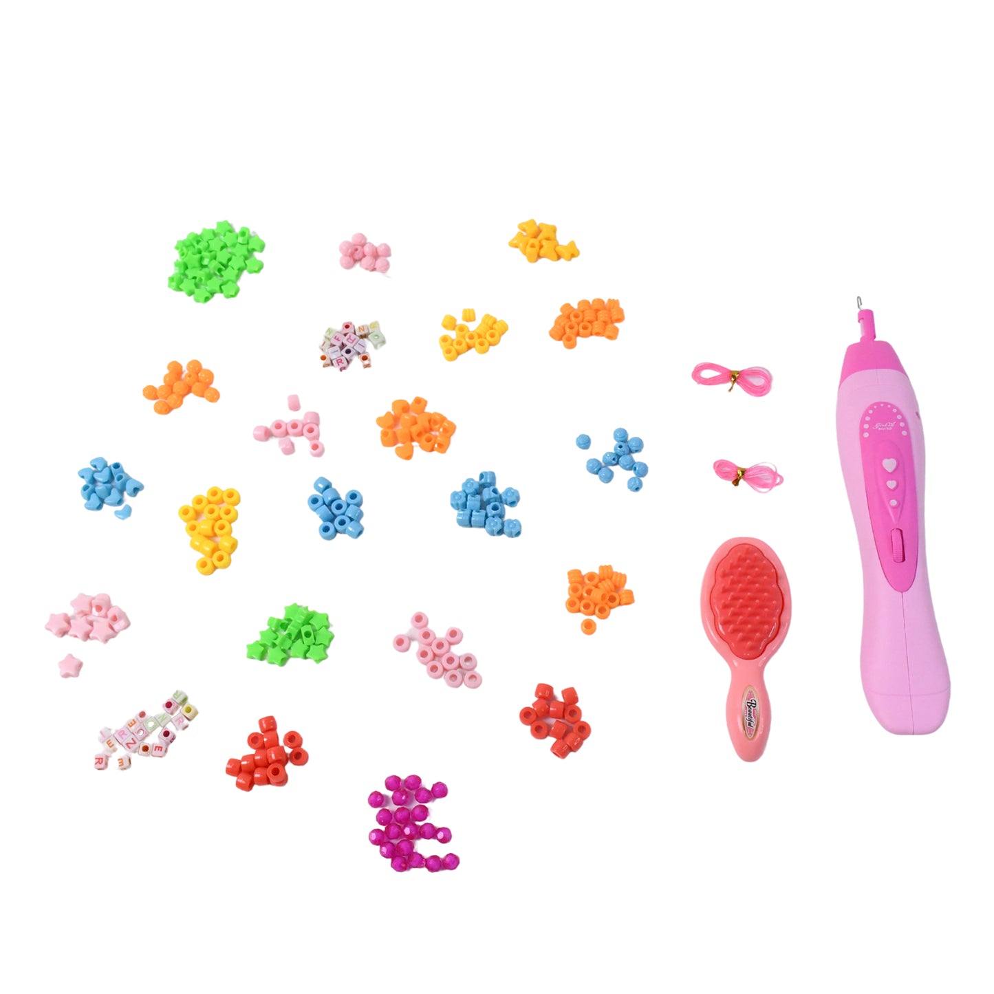 Wukusy hair styling clasp clips and beads kit for girls, includes comb, rubber buttons, beads, and twisting stringing tools for DIY braids