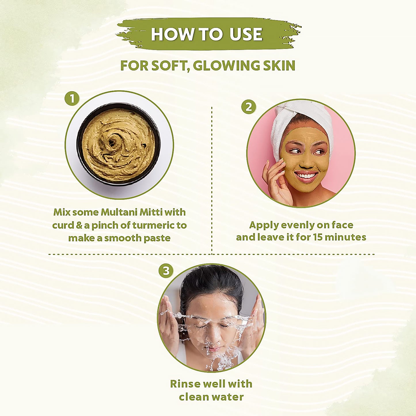 Wukusy Herbal Tan Removing Multani Mitti Face Pack for skin care, 100g, natural clay mask for face and skin rejuvenation.