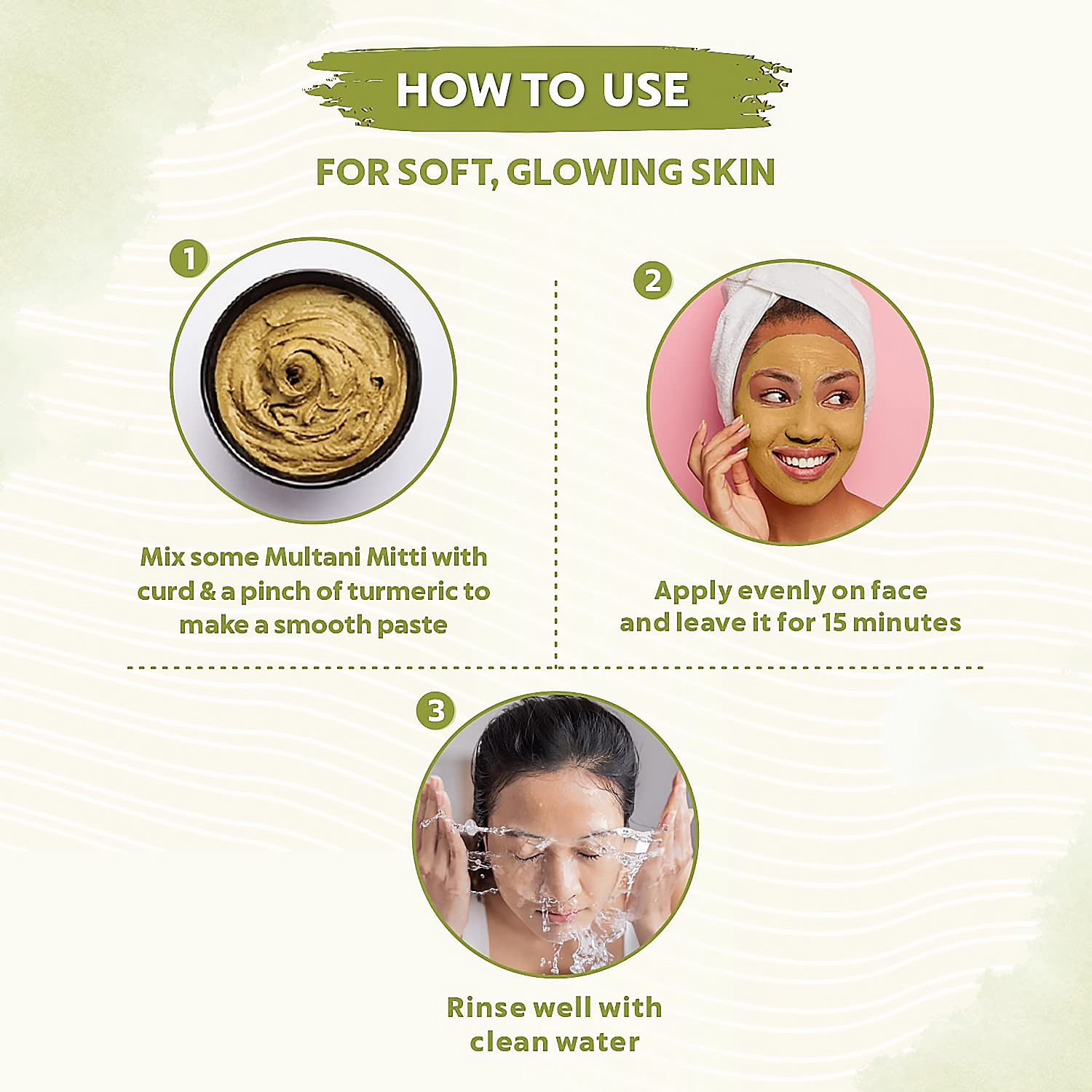 Wukusy Herbal Tan Removing Multani Mitti Face Pack for skin care, 100g, natural clay mask for face and skin rejuvenation.