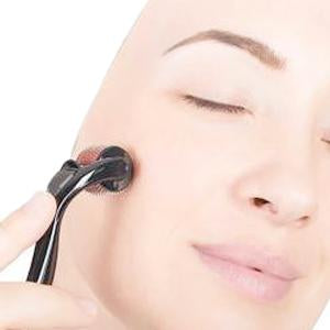 Wukusy 1280 Derma Roller for anti-aging, facial scrubs, scar removal, and hair regrowth in a health and beauty setting.