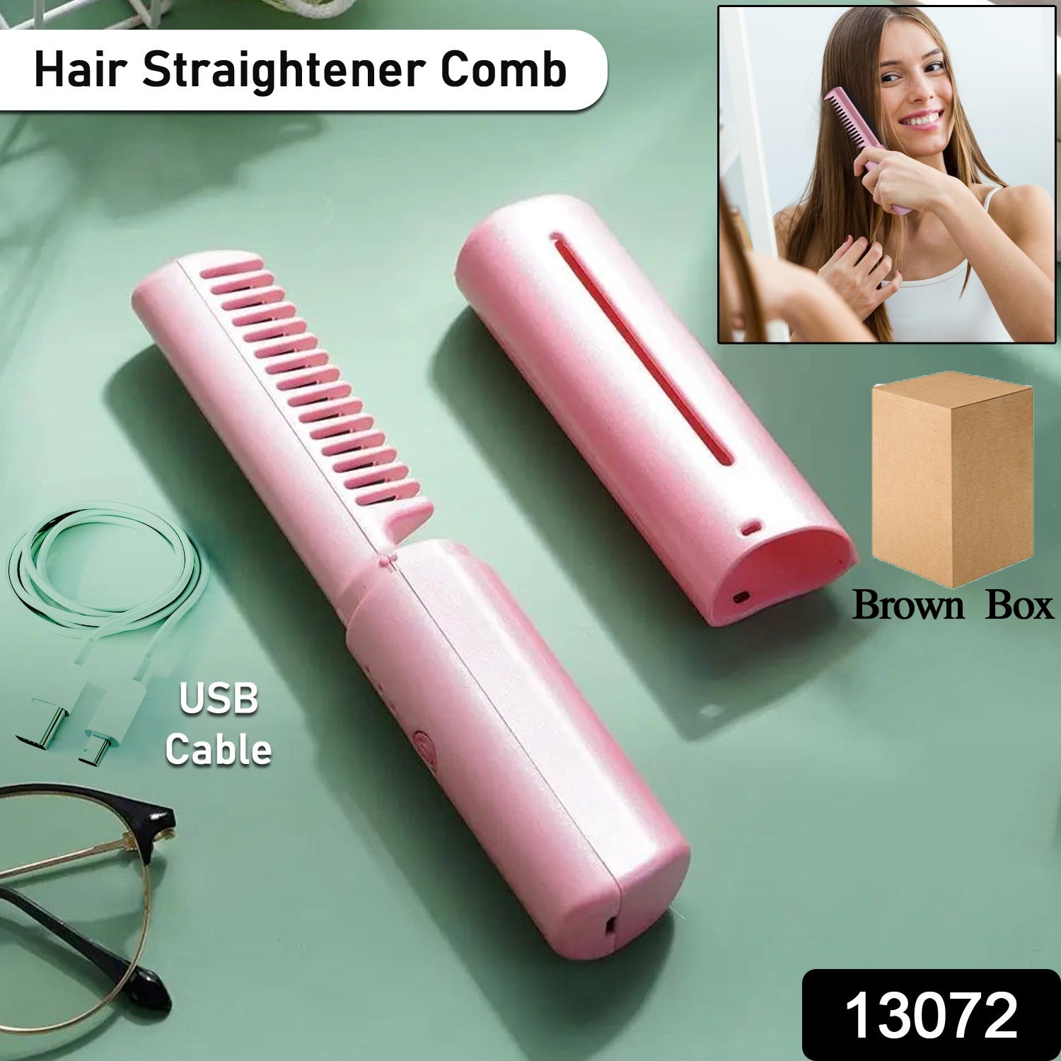 Wukusy rechargeable mini hair straightener with travel-friendly design, USB charging, cordless operation, and three adjustable temperature settings.