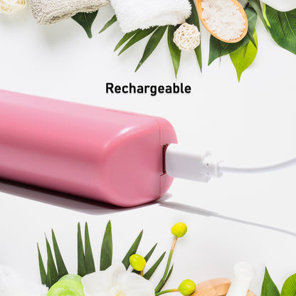 Wukusy rechargeable mini travel hair straightener with flat iron comb, cordless, USB charge, three temperature settings, compact design.