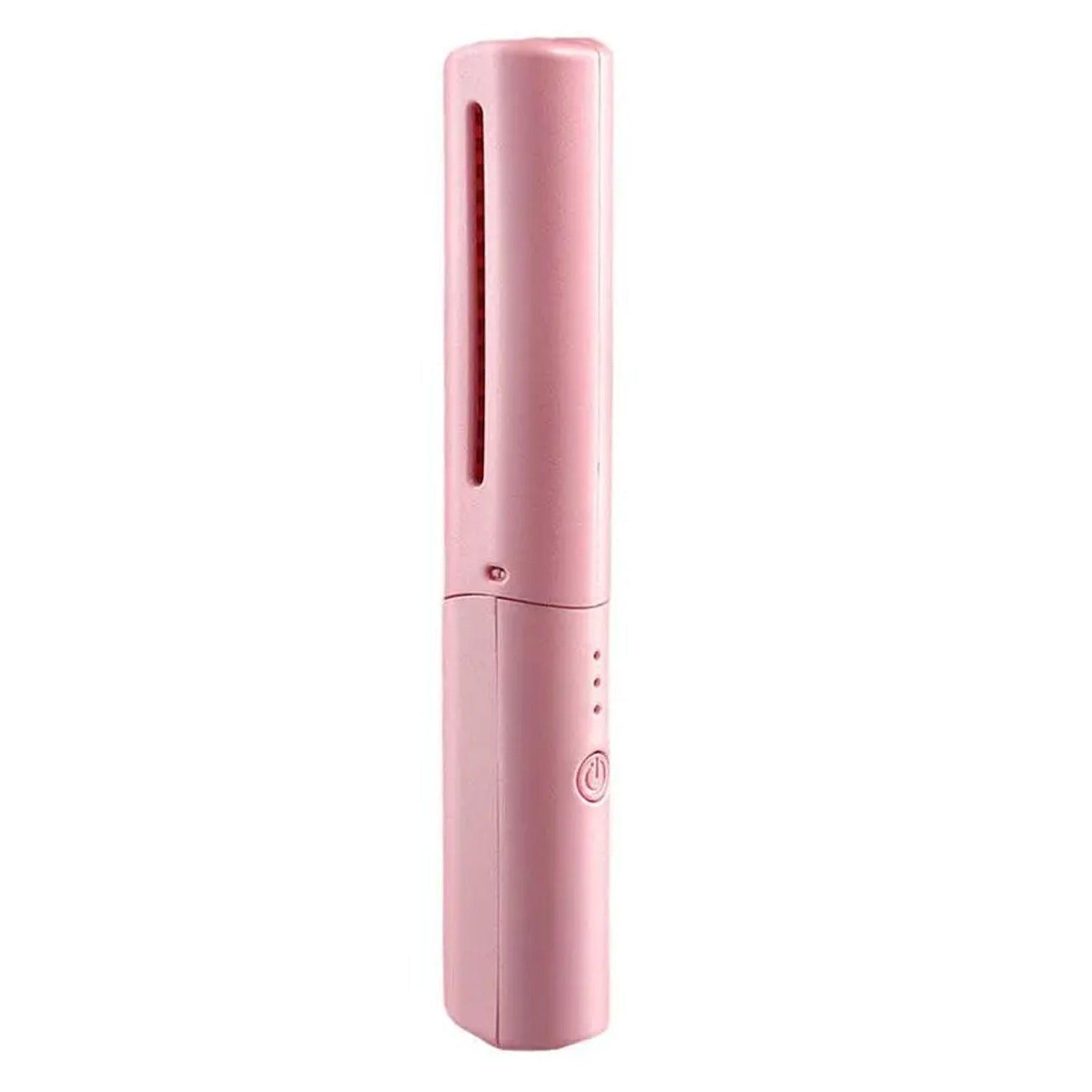 Wukusy rechargeable mini cordless hair straightener with three temperature settings, USB charging, and flat iron comb design.