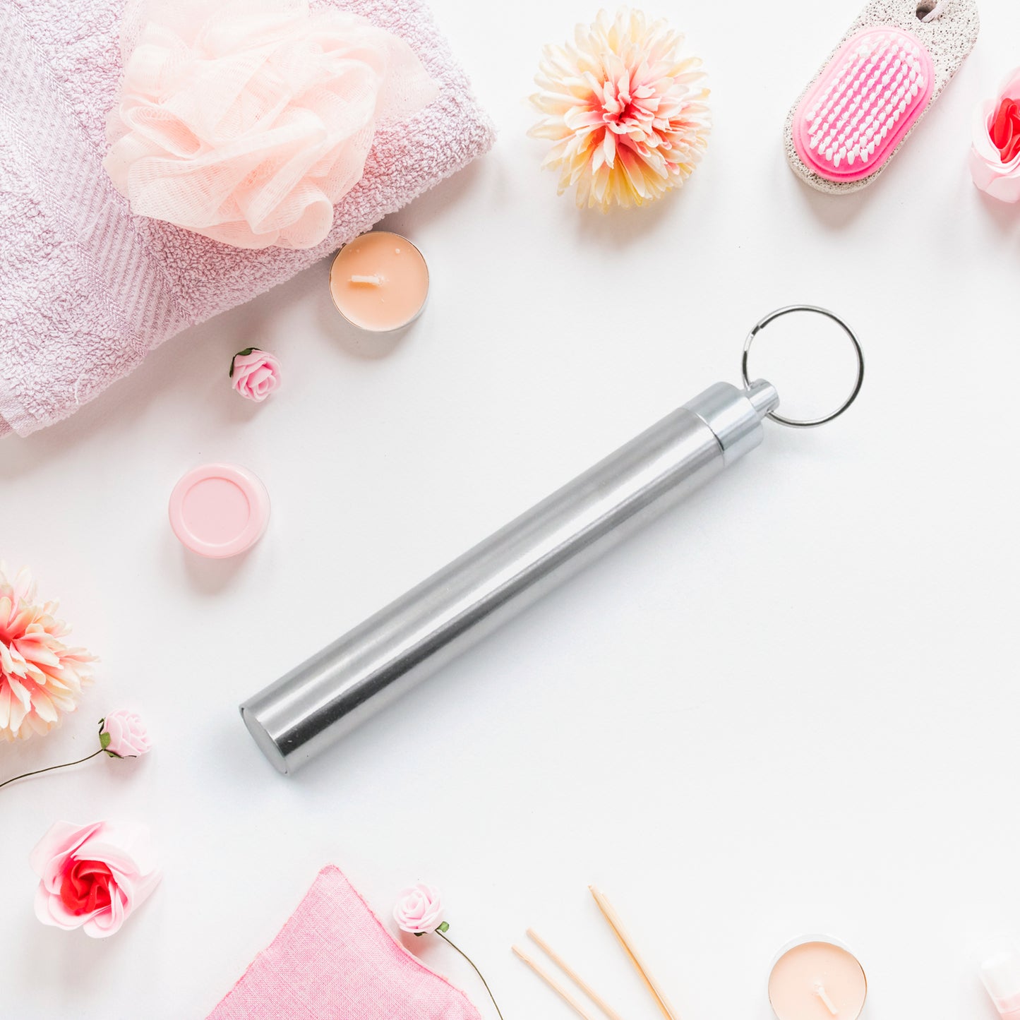 Wukusy 6-piece ear wax removal kit with keychain holder, includes ear curette and cleansing tools for outdoor travel and camping.