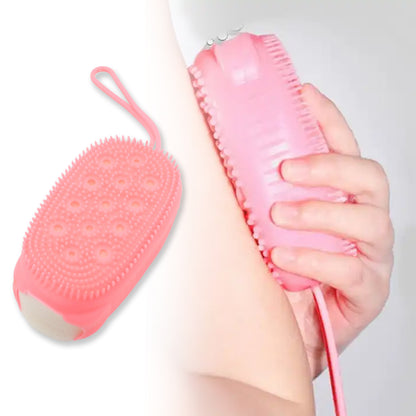 Wukusy silicone bath brush, double-sided soft body scrubber for deep cleansing and exfoliation, ultra-soft silicone material.