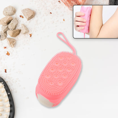 Wukusy silicone bath brush, double-sided body scrubber for deep cleansing and exfoliating, ultra-soft and gentle on skin.