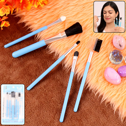 Wukusy 1440 Makeup Brushes Kit with 5 health and beauty brushes, featuring soft bristles and sleek handles for makeup application.