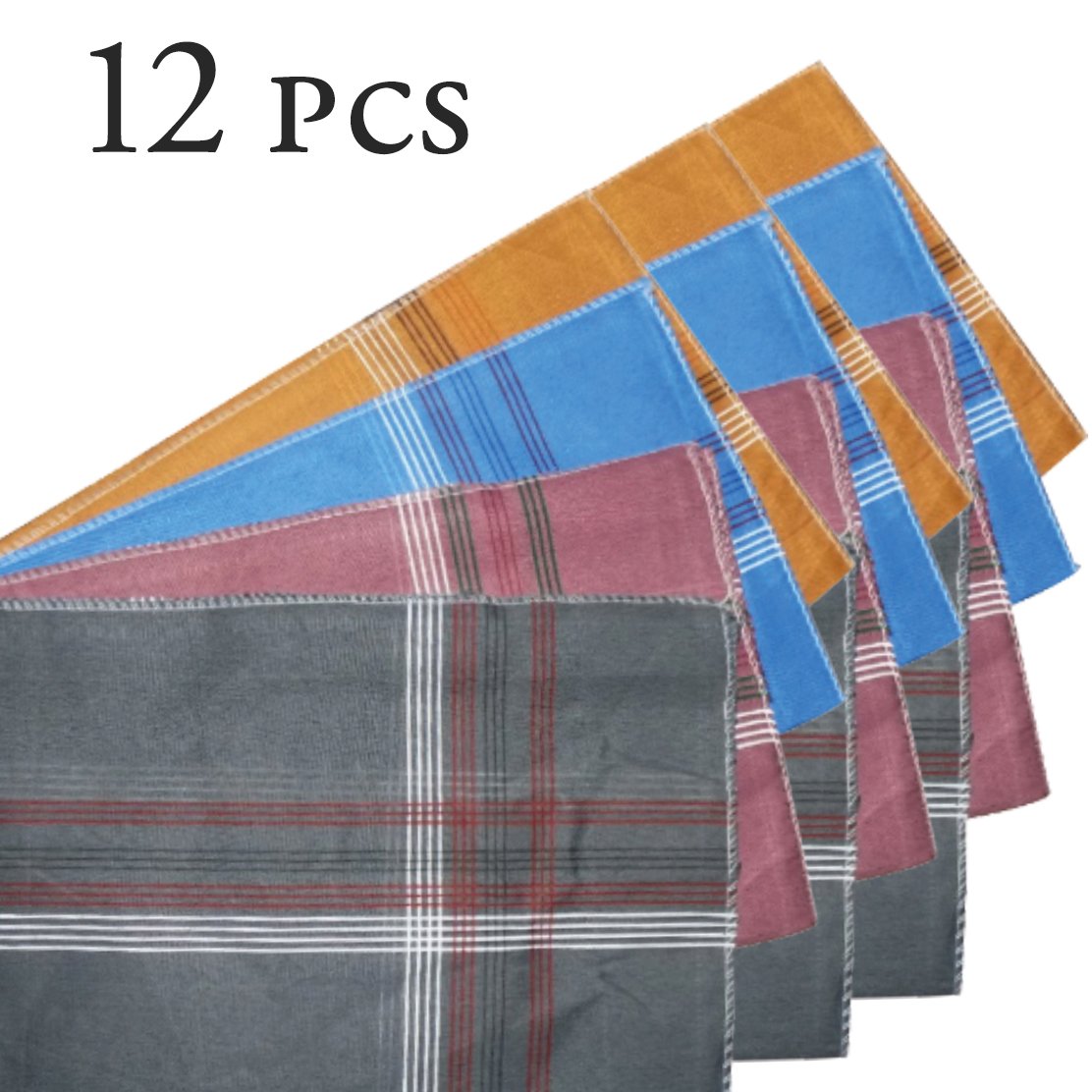 Wukusy men's formal handkerchiefs in king size, pack of 12, suitable for office use, made of soft, high-quality fabric.