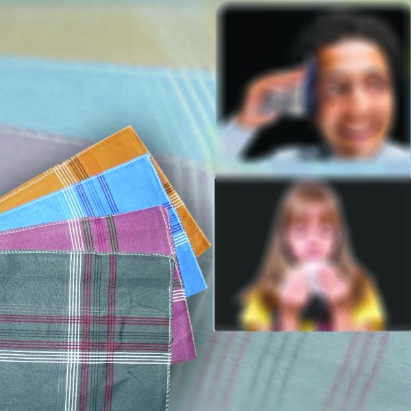 Wukusy men's king size formal handkerchiefs for office use, pack of 12, soft cotton fabric, neatly folded in a stack.