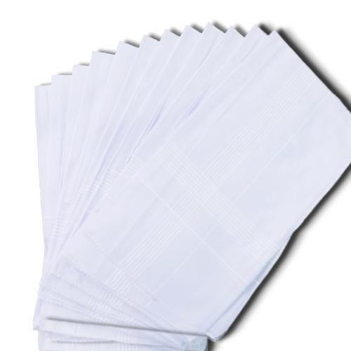 Wukusy men's king size formal handkerchiefs for office use, pack of 12, soft, white, elegant men's health and beauty accessory