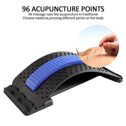 Wukusy 1666 multi-level back stretcher and posture corrector device for back pain relief, showing adjustable design and padded support.