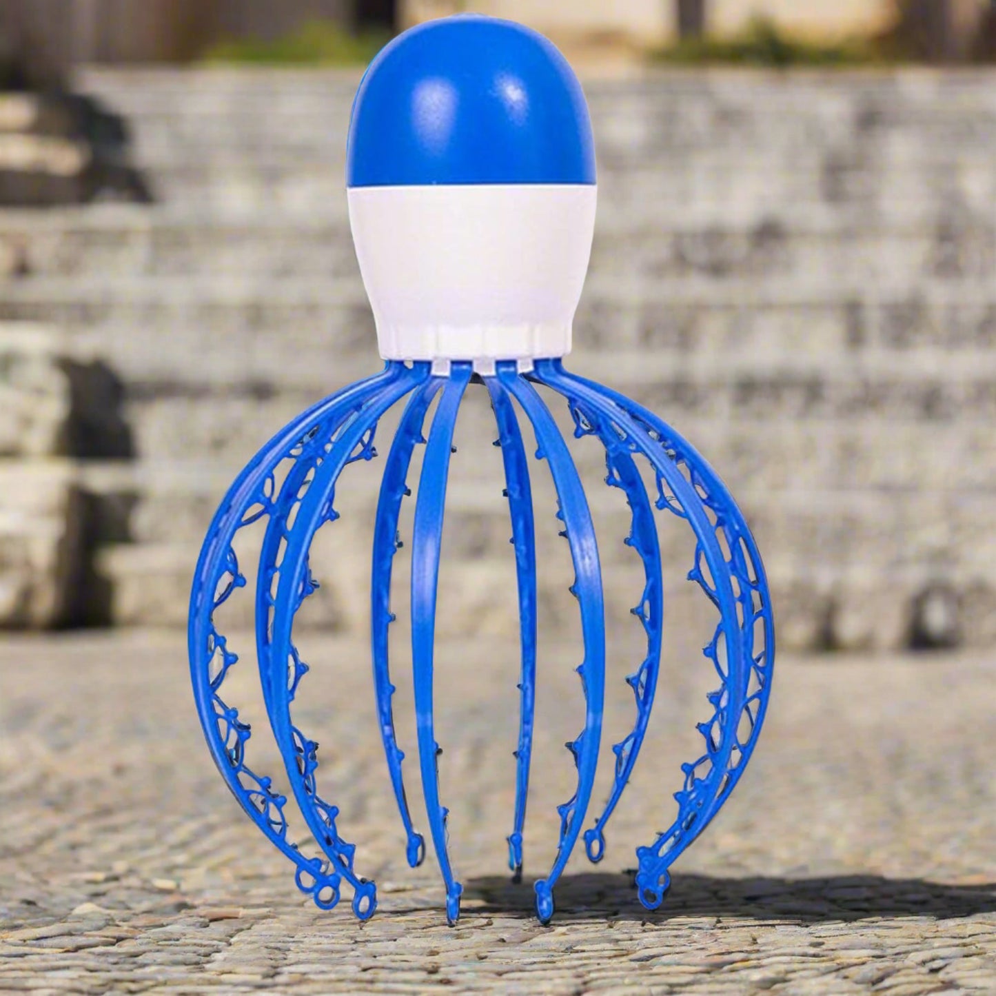 Wukusy electric octopus claw scalp massager in mixed colors, battery-operated head scratcher for stress relief and therapeutic massage.