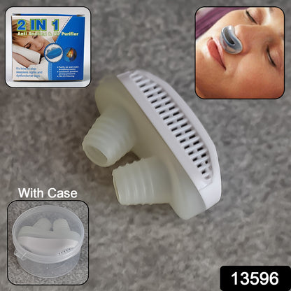 Wukusy 2-in-1 anti-snoring and air purifier nose clip with plastic case, designed to reduce snoring and improve breathing.