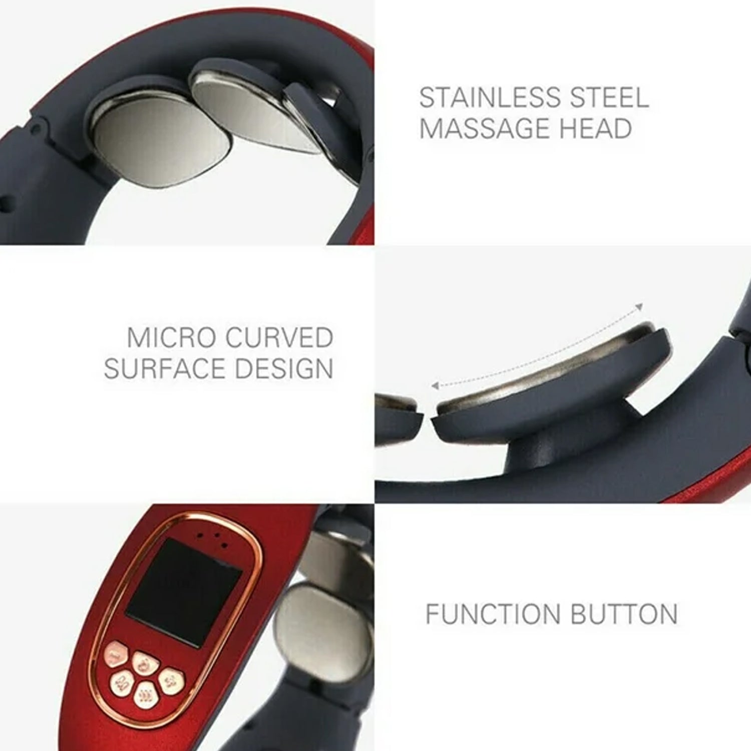 Wukusy 3 Heads Smart Electric Neck and Back Pulse Massager showing the device with adjustable settings on a user’s neck and back.