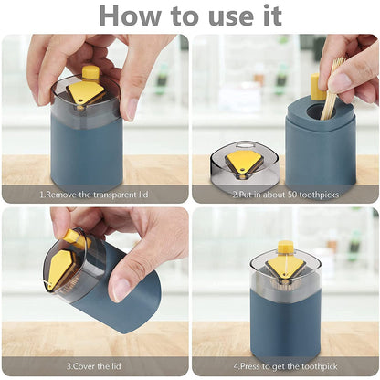 Wukusy automatic toothpick dispenser with pop-up design, compact storage box for kitchen or restaurant use, safety and novelty features