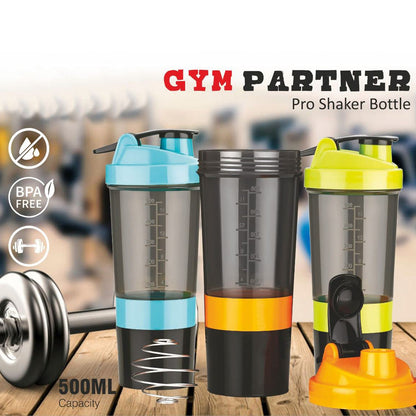 Wukusy Gym Shaker Bottle for protein shakes, durable plastic shaker with mixing ball, ideal for health and fitness use.