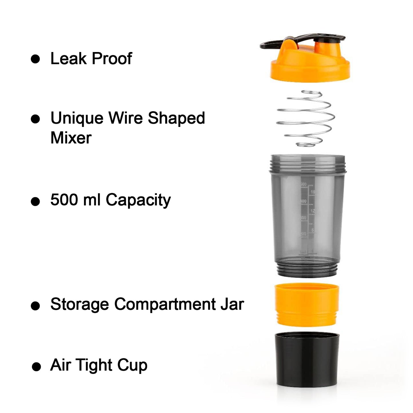 Wukusy Gym Shaker Bottle for protein shakes, durable plastic with mixing ball, ideal for health and fitness enthusiasts.