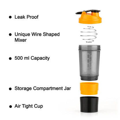 Wukusy Gym Shaker Bottle for protein shakes, durable plastic with mixing ball, ideal for health and fitness enthusiasts.