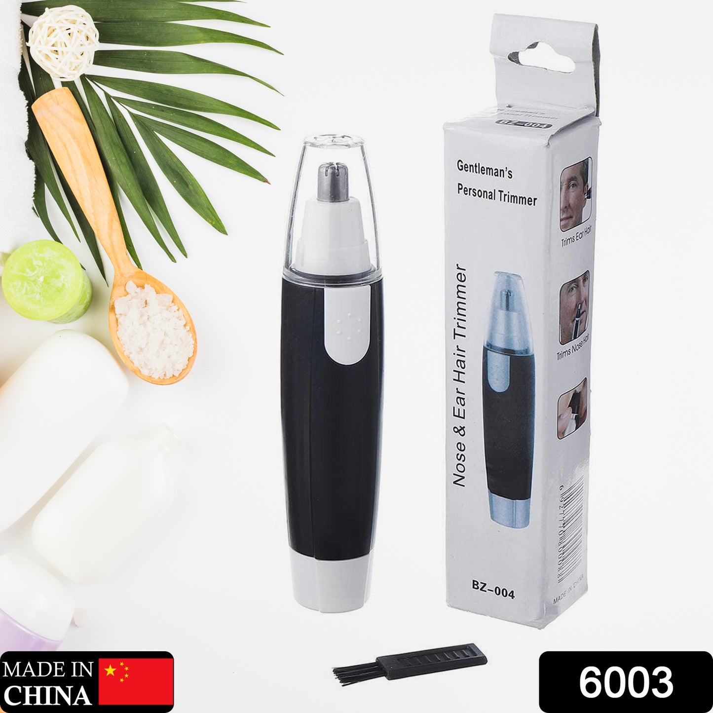 Wukusy 6003 Sharp Ear and Nose Hair Trimmer, professional heavy-duty steel nose clipper, battery-operated for personal grooming.