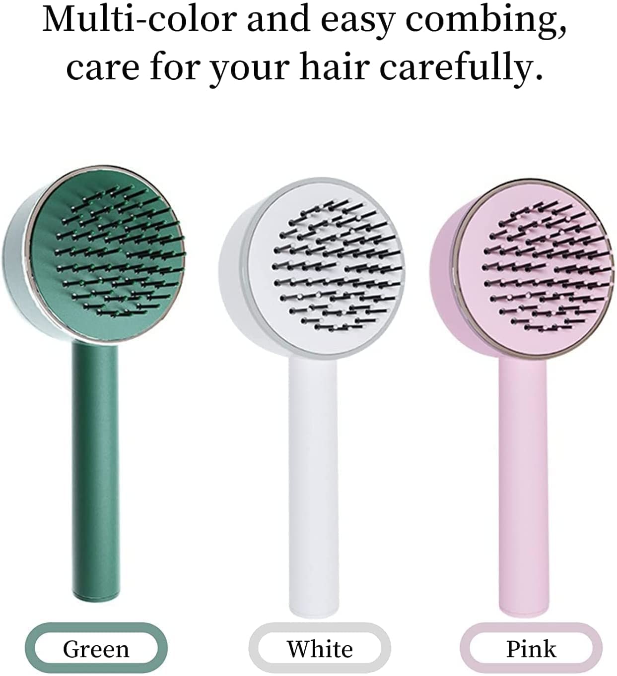 Wukusy air cushion massage hairbrush with long handle, self-cleaning, anti-static, detangling for all hair types, health and beauty product
