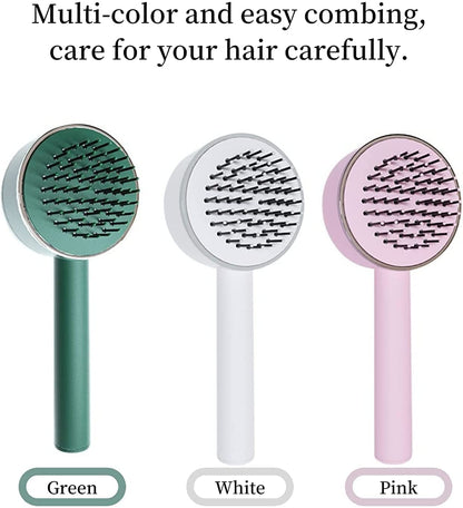 Wukusy air cushion massage hairbrush with long handle, self-cleaning, anti-static, detangling for all hair types, health and beauty product