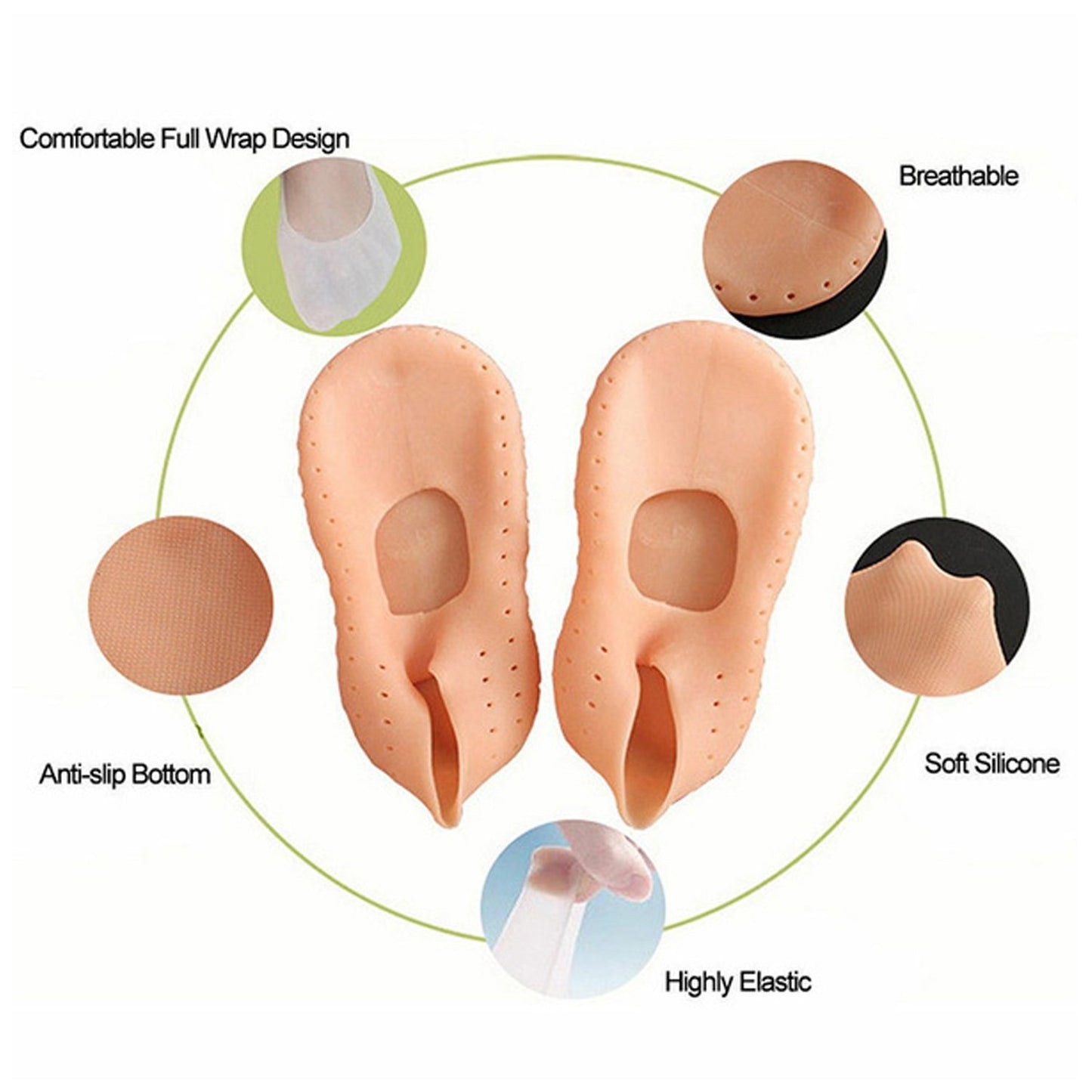 Wukusy Anti Crack Silicone Gel Foot Protector Moisturising Socks for healthy, soft feet with breathable silicone gel material.