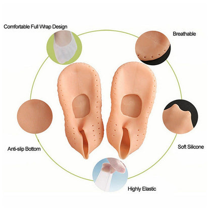 Wukusy Anti Crack Silicone Gel Foot Protector Moisturising Socks for healthy, soft feet with breathable silicone gel material.