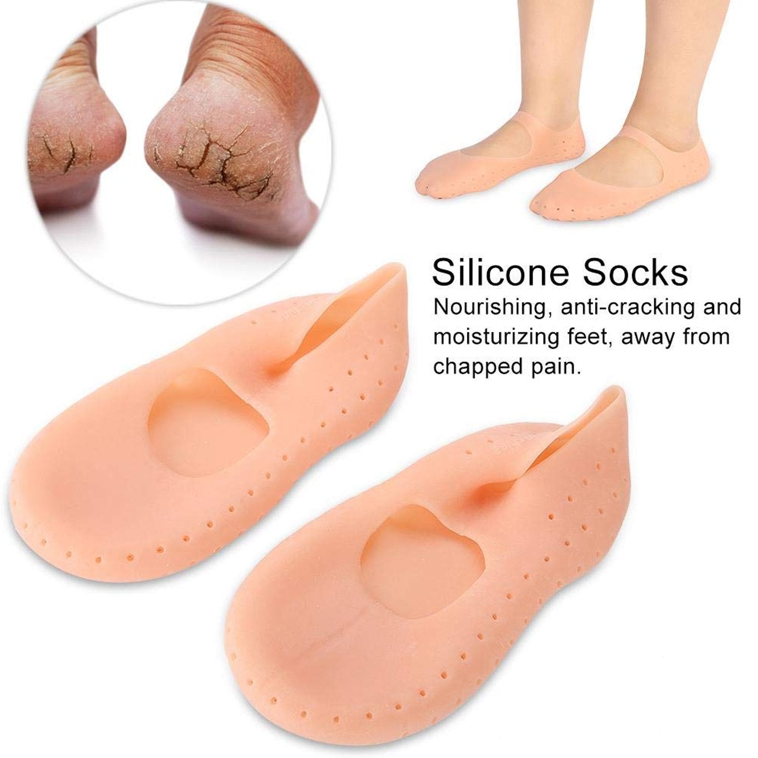 Wukusy Anti Crack Silicone Gel Foot Protector Moisturising Socks for healthy, smooth feet in health and beauty product image.
