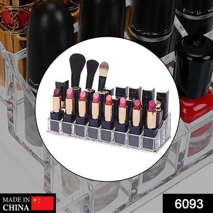 Wukusy acrylic multi-purpose lipstick display stand with 24 sections for organizing cosmetics and beauty products.