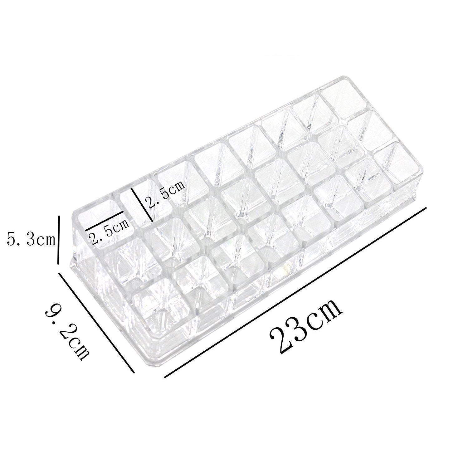 Wukusy acrylic multi-purpose lipstick display stand with 24 sections for organizing cosmetics and beauty products.