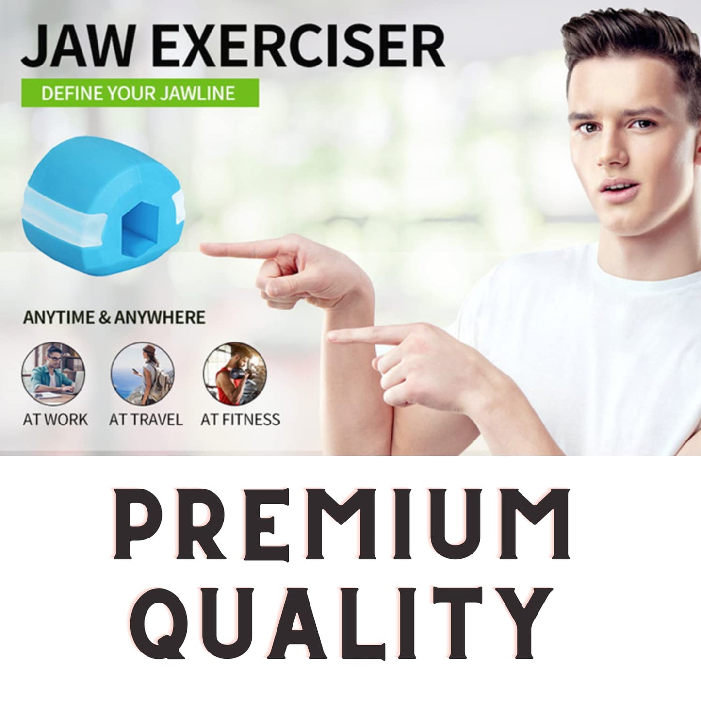 Wukusy 6101c CN Mix Jaw Exerciser for developing a sharp, chiseled jawline, shown in use for health and beauty enhancement.