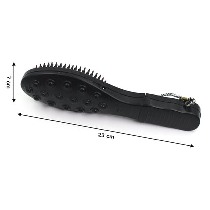 Wukusy electric vibrating massager comb for scalp and hair, featuring a sleek black design for relaxing hair and scalp massage.