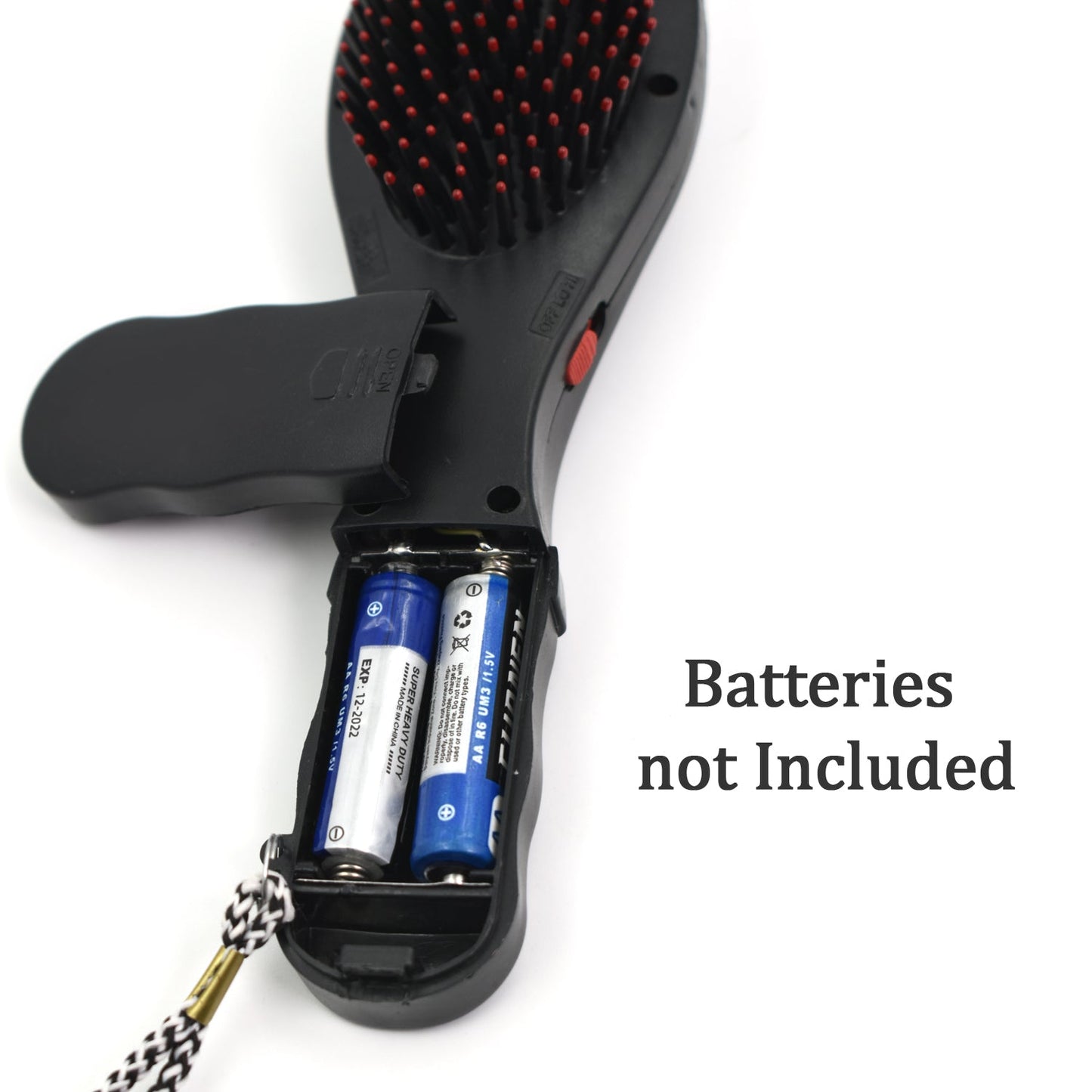 Wukusy electric vibrating hair massager comb for scalp relaxation and hair care, with ergonomic handle and vibrating massage nodes.