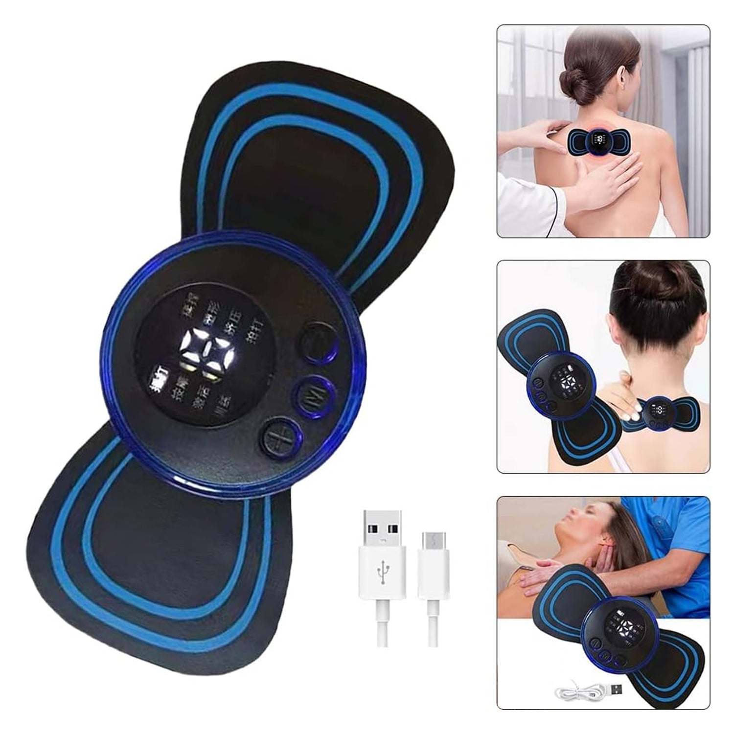Wukusy portable USB neck massager with automatic massage function, mini design, cable connection, for cervical and lymphatic drainage.