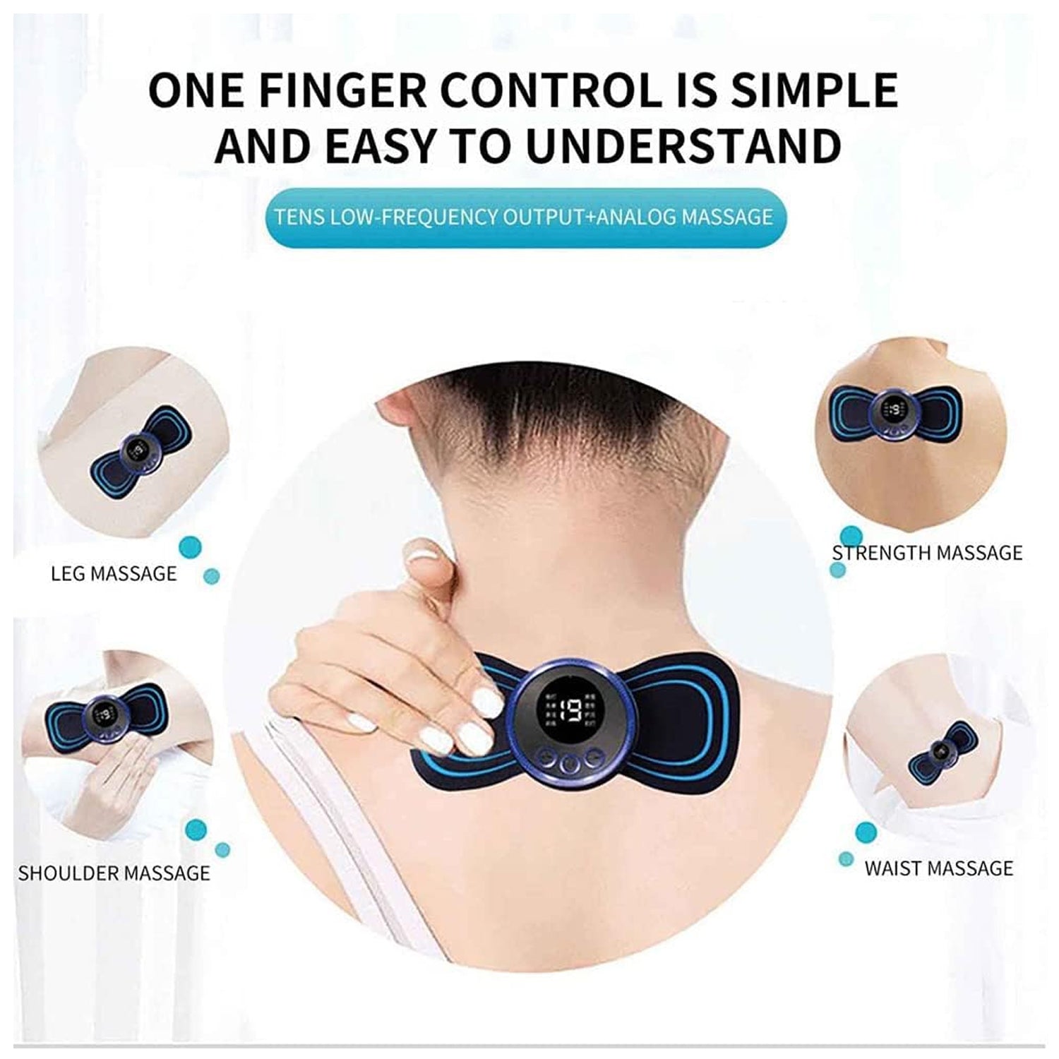 Wukusy portable USB neck massager with electric cervical massage device, mini EMS lymphatic drainage, and cable for comfort.