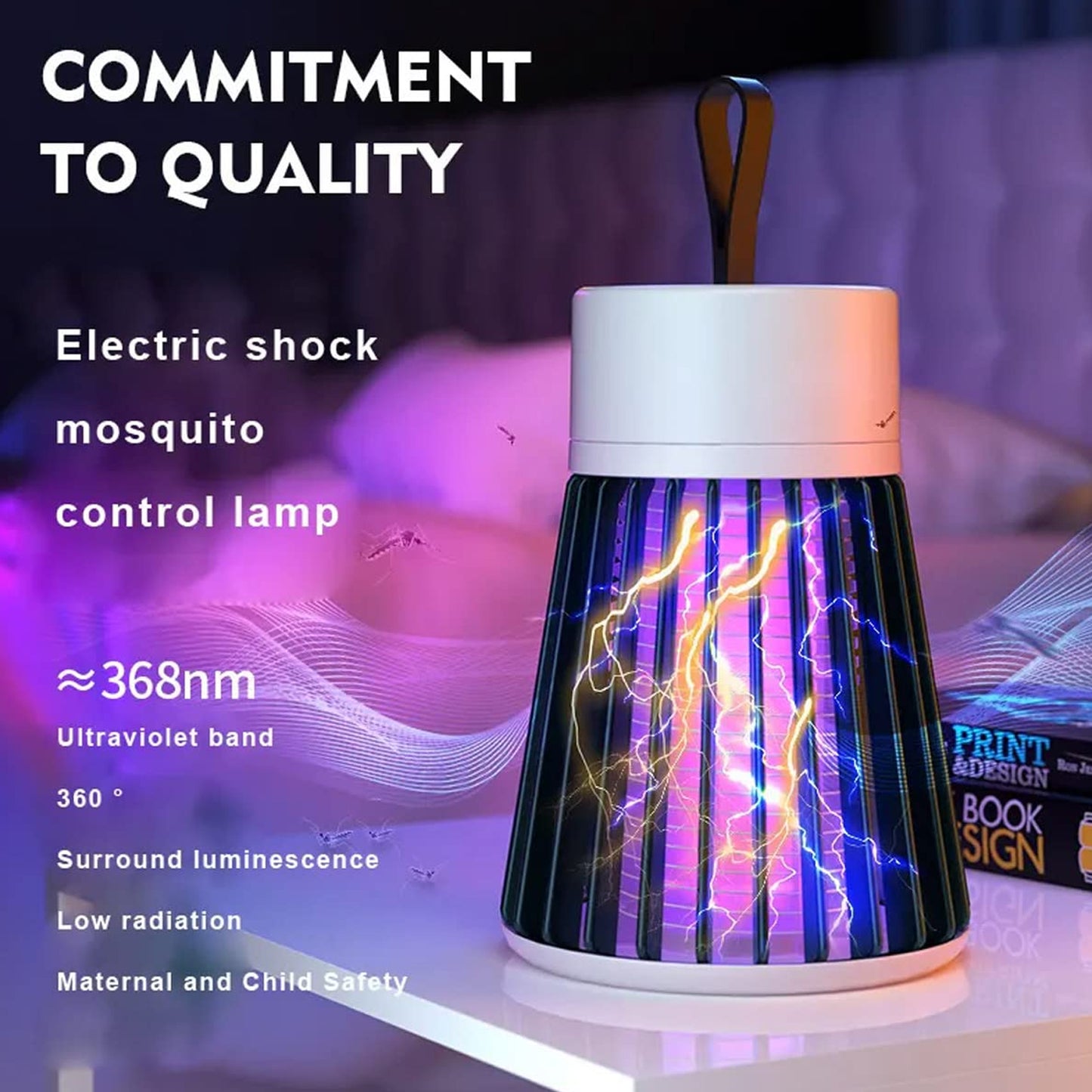 Wukusy 6402 mosquito killer machine USB-powered bug zapper and LED lamp for indoor and outdoor mosquito control.