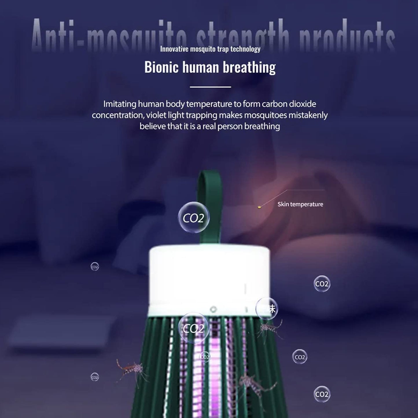 Wukusy 6402 mosquito killer machine with USB-powered bug zapper and electric LED lamp for indoor and outdoor use.
