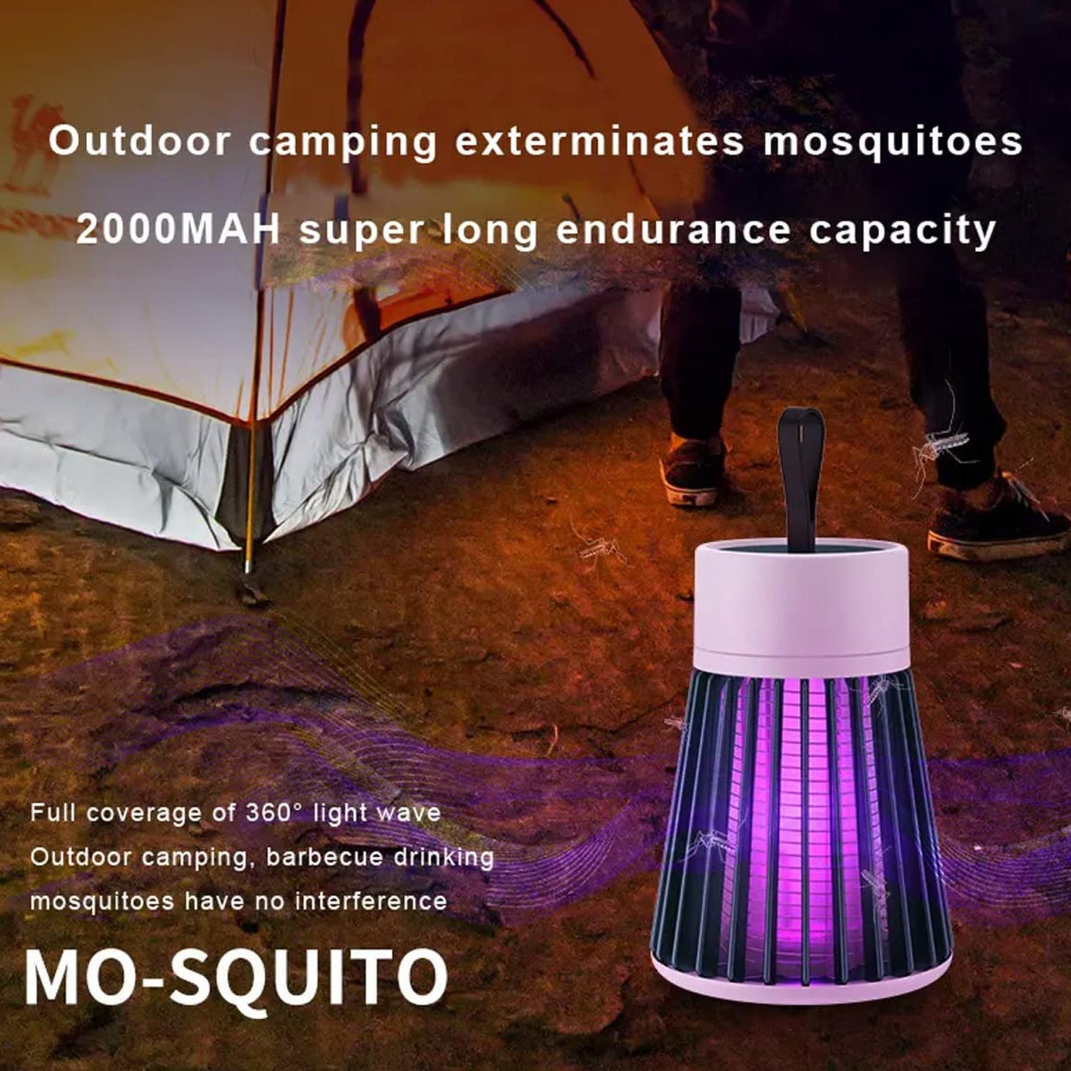 Wukusy USB-powered mosquito killer machine with electric LED lamp, indoor and outdoor bug zapper for pest control.
