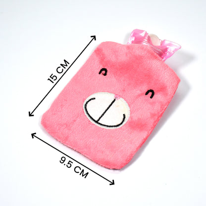 Pink Wukusy small hot water bag with cover for pain relief, neck, shoulder, hand, feet warmer, and menstrual cramp relief.