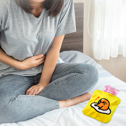 Yellow Duck Head Hot Water Bag by Wukusy, small pain relief heat pack with cover for neck, shoulder, hands, feet, and menstrual cramps.
