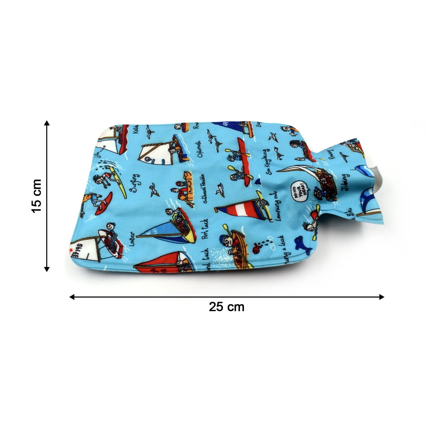 Wukusy hot water bottle bag for pain relief, soft fabric cover in cozy beige, designed for heat therapy and comfort.