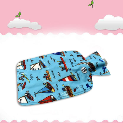 Wukusy hot water bottle bag for pain relief, soft fabric cover with drawstring closure, designed to insulate and protect the hot water bottle.