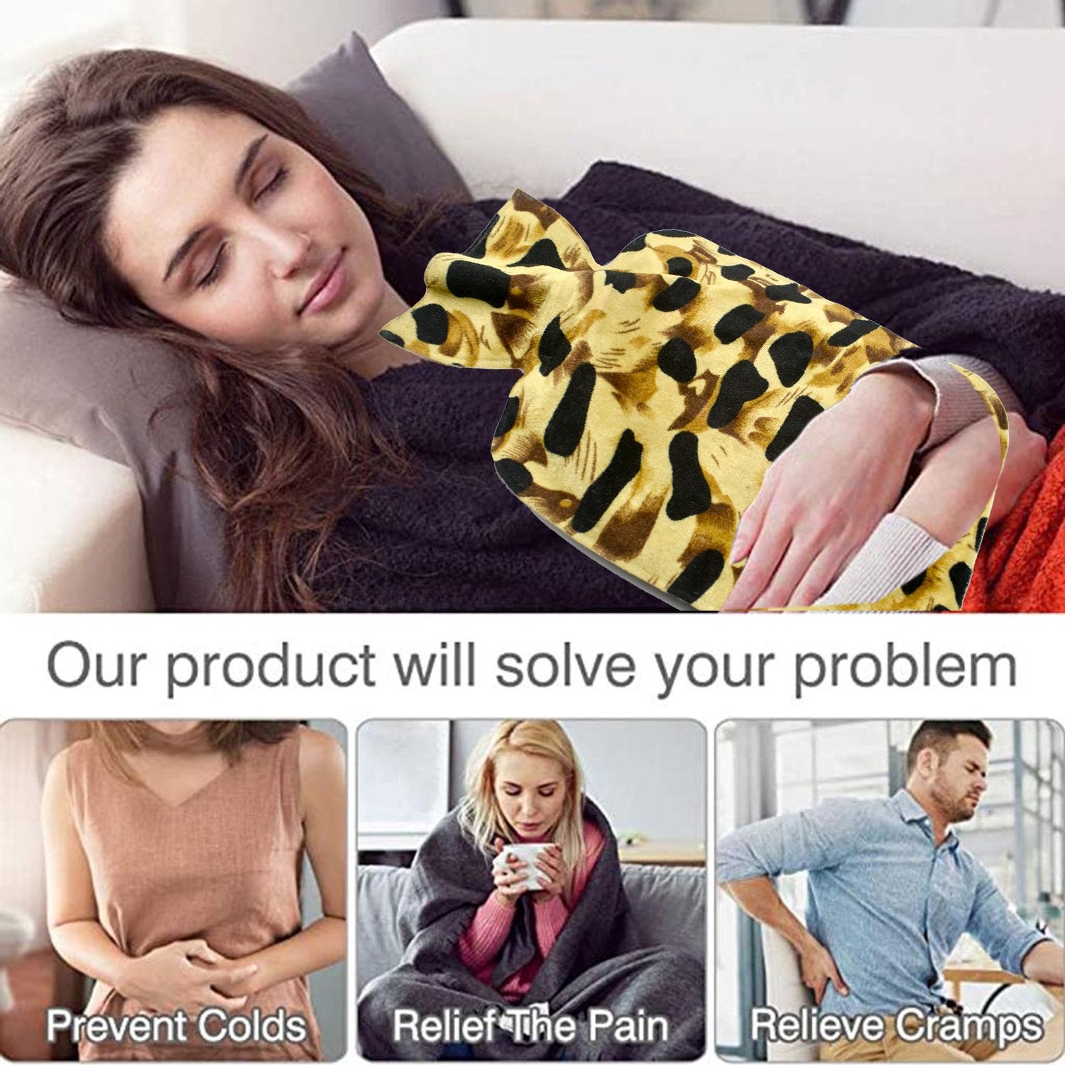 Large Wukusy rubber hot water heating pad for pain relief, soft and flexible personal care heating bag for soothing warmth.