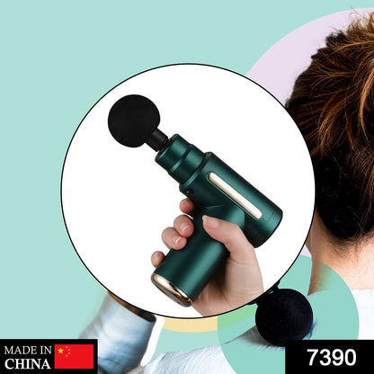 Wukusy deep tissue percussion massage machine for pain relief, showing handheld device with massage heads for health and beauty treatment.
